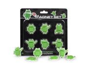 These awesome Androids have some staying power! This Google Android Mini-Figure Magnet Set features 6 soft vinyl miniature android bots that have an embedded magnet that sticks to metal surfaces