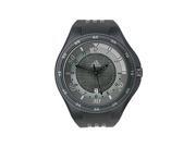 Sport watch, Japanese quartz movement, Polished black sword hands with luminous accents and sweep seconds, Applied polished black Arabic numbers, Engraved Arabic numbers and baton markers mark outer concave ring, Analog date aperture above six o&#39;clock, Black dial with textured grid pattern and polished white logo applique below twelve o&#39;clock, Black polyurethane strap with classic white triple stripe detailing and polished black stainless steel buckle, Polished black polycarbonate bezel with white Arabic numbers, Glossy black polycarbonate round case, Textured black steel crown with logo, Stainless steel screw-in caseback, Mineral crystal, 100 meters/330 feet water resistant Size/Dimensions: Medium Style: Casual Material: Plastic Dial Color: Black Movement: Quartz Display: Analog Date: Date Band Length: 8