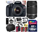 Canon EOS Rebel T5 1200D 18-55 + 55-250 Lens SLR Digital Camera (Must Have Kit) 9126B003 (32GB + SD Reader + 2X Battery + Charger + Hand Grip + Shutter Remote +