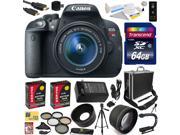 Canon Rebel T5i with 18-55 DSLR SLR Digital Camera (Exclusive Bundle Kit) 8595B003 (64GB SD Card + SD Reader + Hard Case + 2X Battery + Charger + Pro Tripod + F