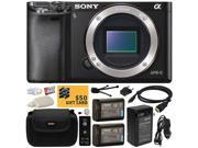 Sony Alpha a6000 24.3 MP Mirrorless Interchangeable Lens Camera - Body Only (ILCE6000) with Must Have Accessories Bundle Kit includes includes x2 Replacement (1