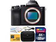 Sony a7 Full-Frame 24.3 MP Mirrorless Interchangeable Digital Lens Camera - Body Only (ILCE7) with Amateur Accessories Bundle Kit includes 32GB Class 10 SDHC Me