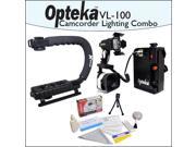 Opteka VL-100 100-Watt Professional Halogen Camcorder Video Light Kit with 12v Rechargeable Battery Pack Combo Pack With Opteka X-GRIP Professional Camera / Cam