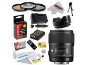 Sigma 340306 35mm F1.4 DG HSM Lens for The Nikon D40 D40x D60 D3000 D5000 - Includes 67MM 3 Piece Pro Filter Kit (UV, CPL, FLD) + Flower Lens Hood + Replacement