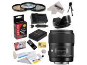 Sigma 340306 35mm F1.4 DG HSM Lens for The Nikon D3100, D3200, D3300, D5100, D5200, D5300 - Includes 67MM 3 Piece Pro Filter Kit (UV, CPL, FLD) + Flower Lens Ho