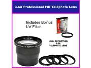 3.5X HD Professional Telephoto lens For JVC GZ-HD7 GZ-MG555 & Fuji Fujifilm S700 S5700 S5800 Includes Bonus 72MM Protective UV Filter