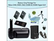 Opteka Battery Pack Grip / Vertical Shutter Release for Nikon D40x, D40, D60, D3000 & D5000 Digital SLR with 2 extended EN-EL9 Batteries (2400mAh Total) With Mo