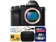 Sony a7 Full-Frame 24.3 MP Mirrorless Interchangeable Digital Lens Camera - Body Only (ILCE7) with Starter Accessories Bundle Kit includes 16GB Class 10 SDHC Me