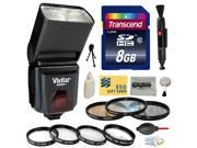 Amateur Accessories Package includes Vivitar DF-293 DF293 Shoe Mount Auto Focus Bounce Zoom DSLR Digital Camera Swivel Flash for Sony (VIVDF293S) + Transcend 8G