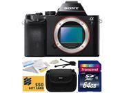 Sony a7 Full-Frame 24.3 MP Mirrorless Interchangeable Digital Lens Camera - Body Only (ILCE7) with Premium Accessories Bundle Kit includes 64GB Class 10 SDHC Me
