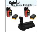 Battery Pack Grip BG-E9 BGE9 / Vertical Shutter Release With 2 Opteka LP-E6 LPE6 2400mAh Ultra High Capacity Li-ion for Canon EOS 60D DSLR Digital Camera