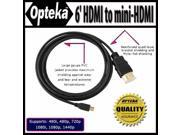 Opteka Gold Plated high speed HDMI to mini-HDMI 6' Cable For Toshiba Camileo S20-B, BW10, P100, X100 HD Digital Camcorders