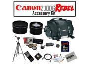 Canon 200DG Digital Camera Gadget Bag Accessory Kit with Opteka 8GB SDHC High Speed Class 10 Memory Card, Opteka .43x High Definition Wide Angle With Macro & 2.