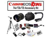 Deluxe Accessory Kit for Canon EOS Rebel T2i T3i T4i T5i 550D 600D 650D 700D Kiss X4 X5 X6 X6i X7i DSLR Digital Camera with Opteka 6.5mm f/3.5 Fisheye Lens, Two