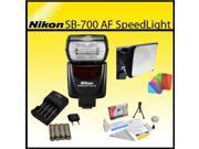 Nikon SB-700 AF Speedlight Flash with Opteka SB-110 Universal Gel Studio Soft Box, 4x AA Batteries and Charger and Cleaning Kit for D40, D60, D3000, D3100,D3200