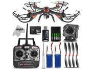 Dynamic Aerial Systems X4 Venom 6-Channel 2.4ghz Remote Control Quadcopter Drone with HD Camera and Extra Battery Kit