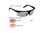 Bolle Sport Parole Sunglasses Matte Black Frame TNS Gunmetal Vermillon EagleVision2 Clear Lens