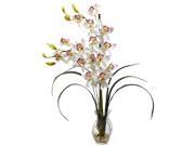 Nearly Natural Cymbidium Orchid w/Vase Arrangement