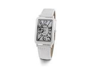 New Ladies White Leather PU Band Black Dial Wrist Watch