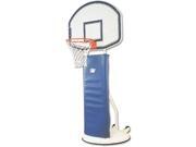 This complete basketball standard rolls in and out of the gym or multipurpose room with ease      Formed steel base provides sturdy foundation for tubular structure     Easily adjustable goal height from 8' to 6'6" in 6" increments    White powder coat finish, 36" 48" molded graphite backboard    Official 5/8" solid steel goal    Inteded for physical education, elementary school or shooting practice, not for agressive, competitive play    Padding included    Some assembly required