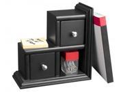 Reversible Wood Bookend with Drawers 9.1 x 4.2 x 9.1 Black