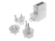 EZOPower 4-Port USB Wall Charger Travel Kit with Interchangeable Plugs (US, UK, EU, AU) for iPhone iPod and other Smartphone, Tablet, MP3 Devices, Retail Packag