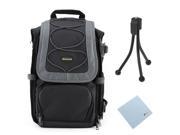 Evecase Backpack SLR Camera Bag + Mini Tripod + Cleaning Cloth for Canon EOS 60D 70D 6D 60Da SL1 T5i T4i XSi XTi XS, PowerShot SX40 HS, Nikon D600 D610 D7100 DD