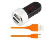 EZOPower High Output Ultra Fast Dual USB Car Charger Adapter with Orange 6Ft USB Cable for Samsung Galaxy TabPro 10.1 / 8.4 and more Tablet Cellphone Smartphone
