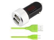 EZOPower High Output Ultra Fast Dual USB Car Charger Adapter with Green 10Ft USB Cable for Samsung Galaxy Tab 4, Galaxy Tab 3 Lite, GALAXY Note 10.1/ 8 Tablet C