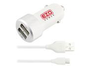 EZOPower High Output Ultra Fast Dual USB Car Charger Adapter with 10Ft USB Cable for Lenovo Yoga Tablet 8/ 10, Miix 2, IdeaPad Miix 10 and more - White
