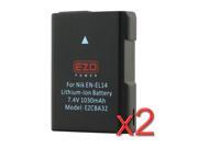 EZOPower 2 x EN-EL14 Battery 1030mAh EZCBA32 for Nikon COOLPIX P7700, COOLPIX P7100, COOLPIX P7000, D5100, D3200, D3100 DSLR Cameras