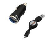 GTMax 2-Port USB Car Charger Adapter + Micro-USB Data Cable for Lenovo IdeaTab Lynx K3011/ IdeaTab A3000/ IdeaTab A1000 , Kobo Aura HD, Sony Xperia Tablet Z and