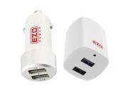EZOPower 2-Port USB Car Charger Adapter 3.1A output + 3.1A 2-Port USB Wall AC Charger Adapter for Samsung Galaxy Note 3, Galaxy Mega Cellphone Smartphone Tablet