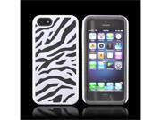 Apple Iphone 5 Zebra Shell On Rubbery Soft Silicone Skin Case - White/ Black Zebra