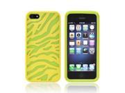 Apple Iphone 5 Zebra Shell On Rubbery Soft Silicone Skin Case - Yellow/ Green