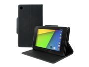 Black CellTo PU Leather Wallet Case & Magnetic Closure for Google Nexus 7 2