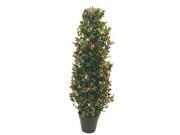 3' Indoor Outdoor Pre-Lit Holly Berry Christmas Topiary Stake Tree #H80710