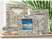 Set Of 3 Pastel Quartz & Glass Rimmed Picture Frames