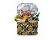 Fancy Space Saving Collapsible Market Tote Cooler - Provence Flair Black/gold
