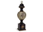 Zebra Patterned Decorative UrnFrom the Carolyn Kinder Home Decor CollectionItem #19019This regal yet exotic pedestal urn features a classic zebra pattern with elegant gold accentsHas a removable lidDimensions: 28" high x 7" diameterMaterial(s): ceramic Type: Vases