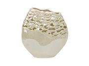 14.25" Large Saunders Ceramic Vase With Free Form Edges And Cut-out Design