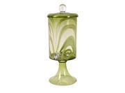 23" Grassy Summer Days Green Hand-made And Blown Glass Table Top Drink Dispenser