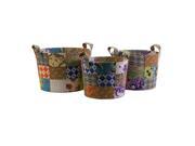 Quilted Artisan BasketsItem #69121-3Unused fabric remnants from local artisans of Indonesia are quilted together to create the pattern of this set of three batik basketsEach basket features convenient carrying handlesDimensions of each basket:Small: 12