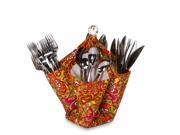 12" Fashionable 4-pocket Fabric Utensil & Condiment Caddy - Orange Floral