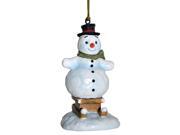 3.75" Snowfall Valley Snow Day Fun Festive Snowman On Sled Christmas Ornament