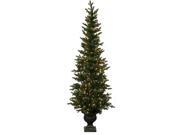 6'  Gold Pine Crest Potted Artificial Topiary Christmas Clear Lights