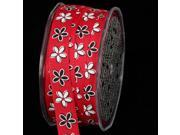 Set Of 2 Rolls- Inga's County Flowers Grosgrain- Red 27 Yards
