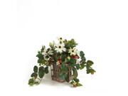 22" Flower Basket With Leaves And Strawberries Mixed Together