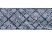 UPC 093422622141 product image for Alpine Chic Silver, Gray and Blue Sparkling Plaid Wired Christmas Ribbon 2.5