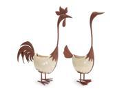 UPC 257554432980 product image for Club Pack of 4 Country Rustic Beige and Rust Metal and Ceramic Duck and Rooster  | upcitemdb.com